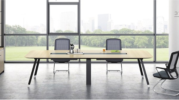 現代時尚簡約長條4人板式鋼架會議桌洽談桌