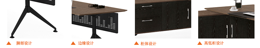 仿木紋系列鋼木辦公桌細節