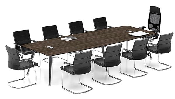 現代簡約長條10人板式鋼木會議桌培訓桌